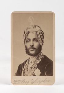 MAHARAJA SIR DULEEP SINGH: Circa 1864 carte-de-visite of the last Maharaja of the Sikh Empire, and close confidante of Queen Victoria; produced by Mayall of 224 Regent Street, London.