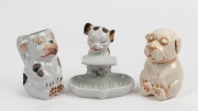 BONZO vintage Japanese porcelain jug, smoker's stand, and statue, 20th century, (3 items), the largest 12.5cm high.
