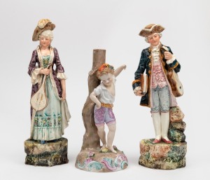 Three assorted antique and vintage Continental porcelain statues, (A/F), 19th/20th century, 27.5cm high.