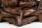 BLACK FOREST antique timber clock case with carved deer and stag decoration, housing a later clock movement, 19th and 20th century, Note: several losses and condition issues, ​​​​​​​102cm high. - 7