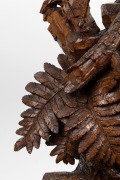 BLACK FOREST antique timber clock case with carved deer and stag decoration, housing a later clock movement, 19th and 20th century, Note: several losses and condition issues, ​​​​​​​102cm high. - 8