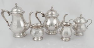 59 · An American sterling silver five piece tea and coffee service, 20th century, ​​​​​​​the largest 26cm high, 2524 grams total.
