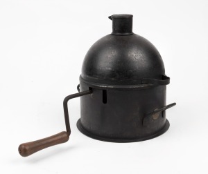 SAINT-ETIENNE antique dome top coffee roaster, 19th century, 24cm high, 38cm wide.