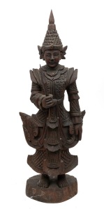 162 · A vintage Burmese carved wooden statue, mid 20th century, ​​​​​​​60cm high.