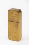 A Georgian brass pocket smoker's companion engraved with ownership details "P. NASH. STOKE", 18th/19th century, ​​​​​​​13cm high.