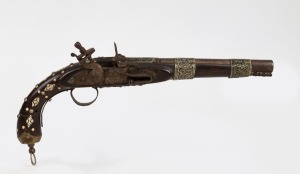 An antique style kubur flintlock pistol, 20th century in the 18th century manner, 42cm long.