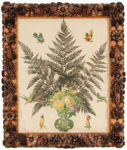 A folk art collage picture and frame, Australian, 19th century, &nbsp;70 x 53 cm