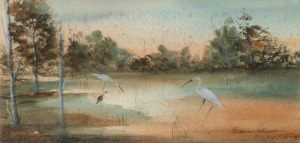 EILEEN GLEESON, (water birds), watercolour, signed lower right "Eileen Gleeson", 13 x 27cm, 36 x 49cm overall.