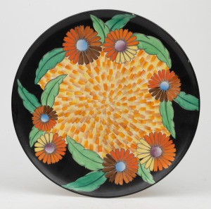 CARLTON WARE English Art Deco porcelain charger, circa 1920s, black factory mark to base, 32cm diameter.