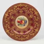 ROYAL WORCESTER English porcelain cabinet plate with hand-painted fruit vignette, signed "Smith", 20th century, factory mark to base, ​​​​​​​26.5cm diameter.