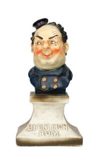 BEENLEIGH RUM: Point of sale painted plaster advertising bust. Original finish. c1900. 46cm. RARE