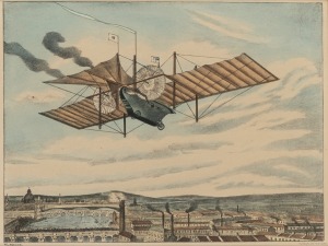 "The Aerial Transit Company" antique early aviation lithograph by L. W. WALTON, 24 x 32cm, 43 x 58cm overall.
