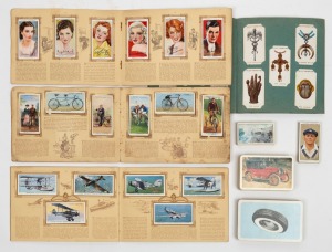 Group of cigarette and trade cards, including noted 1923 Will's "Lucky Charms" complete set [50] pasted into matching album, 1934 John Player "Cricketers" part-set [15/50] plus 4 duplicates, and 1938 John Player "Aircraft of the Royal Air Force" complete 