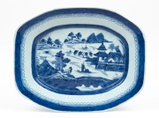 An antique Chinese export ware blue and white porcelain serving platter, 18th/19th century, ​​​​​​​37cm wide.