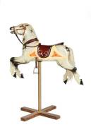 ROEBUCK CAROUSEL HORSE: From the Foy & Gibson department store on the corner of Burke Street & Swanson Street, Melbourne. With header board. Early 20th century. 115cm x 100cm