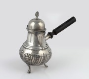 An antique English sterling silver coffee pot with ebony handle, made in London, circa 1889, ​​​​​​​14.5cm high, 220 grams total including handle.