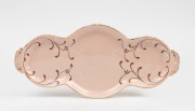MACINTYRE "Gesso Faience" pottery biscuit tray, stamped "James Macintyre & Co., Burslem, England, Gesso Faience", ​​​​​​​35.5cm wide.