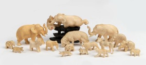278 · Seventeen assorted carved ivory and bone animal ornaments, French, Japanese and Chinese origin, (A/F), 19th/20th century, ​​​​​​​the largest 8.5cm long.