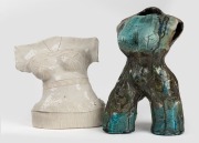 Two female pottery bust sculptures, 20th century, ​​​​​​​35cm and 28cm high.