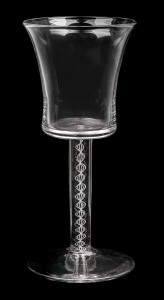 An antique bell shaped wine glass with air twist stem, late 19th or early 20th century, 16cm high.