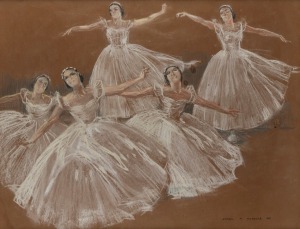 ATHOL NICHOLAS (1898-1964), (ballerinas), pastel on paper, signed lower right "Athol M. Nicholas, '47", 45 x 56cm, 67 x 80cm overall.