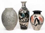 Three assorted pottery vases, Japanese, Chinese and Australian, 20th century, the largest 48cm high.