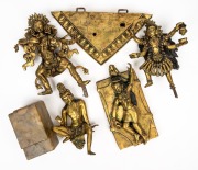 Three Sino-Tibetan gilt bronze statues, 20th century, the largest 30cm high.