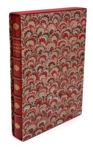 "ALISTAIR COOKE'S AMERICA", 4to, original red crushed morocco, spine and front cover lettered in gilt, marbled and map endpapers, all edges gilt. [London & New York: British Broadcasting Corporation and Alfred A. Knopf, 1973. First Edition]. A superb exam