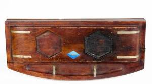 H.M.A.S. SYDNEY Desk set made from the wood of the famous battle cruiser which was decommissioned in 1928. 39 x 16cm