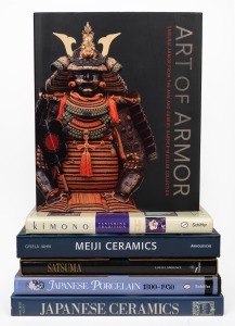 [JAPANESE ARTS & CRAFTS] A collection of attractive coffee table size hardcover books including "A Connoisseur's Guide to Japanese Ceramics" by Klein (1984); "Satsuma" by Lawrence (1991); "Japanese Porcelain 1800 - 1950" by Schiffer (1999); "Meiji Ceramic