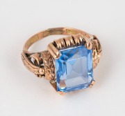 A 14ct rose gold and blue stone ring, early 20th century, ​​​​​​​5.2 grams.