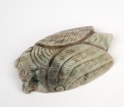 An antique Chinese carved jade cicada, Qing Dynasty, 18th/19th century, ​​​​​​​8cm long. - 2