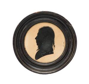 Silhouette portrait of T J Whiteside, original circular frame, circa 1810