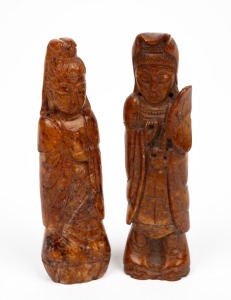 203 · Two antique Chinese carved hardstone statues, Qing Dynasty, 19th century, ​​​​​​​approximately 10cm high.