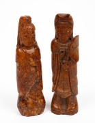 Two antique Chinese carved hardstone statues, Qing Dynasty, 19th century, ​​​​​​​approximately 10cm high.