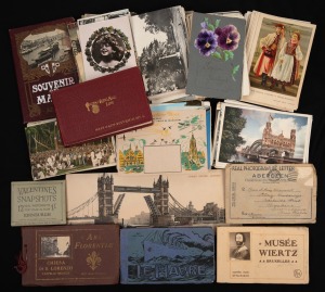 Collection of assorted antique and vintage postcards of the world, including panoramic oversized examples, booklets, etc, (qty)