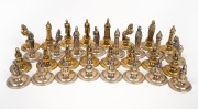 An Italian 800 silver chess set, 20th century, (32 items), ​​​​​​​the kings 5.5cm high, 3.3cm diameter, 800 grams total.