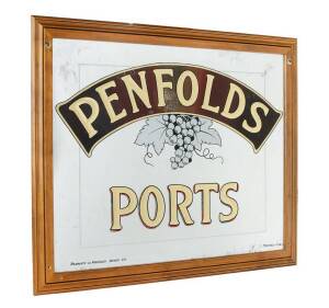 "PENFOLDS PORTS" framed advertising mirror, late 19th century. 116 x 142cm
