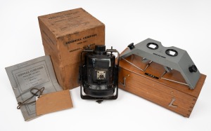 SHERRILL COMPASS model AEG1 in original box with booklet; together with aerial photograph stereo viewer, (2 items).