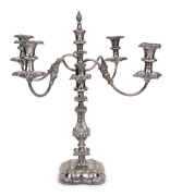 An impressive silver plated five branch candelabra, 19th/20th century, ​​​​​​​53cm high.