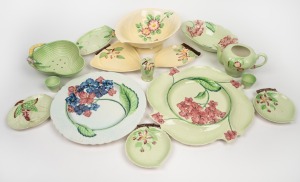 CARLTON WARE group of floral porcelain dishes, bowls, teapot, etc, (15 items), the largest 34cm wide.