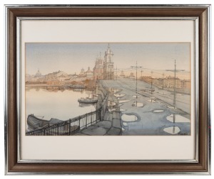 OXANA (Russian), St Petersburg, watercolour, signed lower right "Oxana", ​​​​​​​27 x 47cm, 48 x 58cm overall.