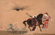 ARTIST UNKNOWN Japanese scene, watercolour on paper, signed lower left, 19 x 29cm, 41 x 46cm overall.