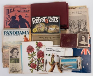 An untidy accumulation of ephemera, postcards, maps and publications, mixed vintages and original, (qty).