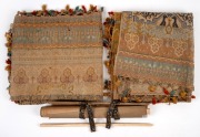 Eastern textiles, Chinese scroll, and a whalebone baton, 19th and 20th century, ​​​​​​​the baton 46cm long.