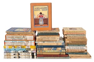 A tub of forty-six early 20th century children's books, including sixteen Beatrix Potter, four Enid Blyton, three A.A. Milne, and many more; mostly hardcovers. (46 items)