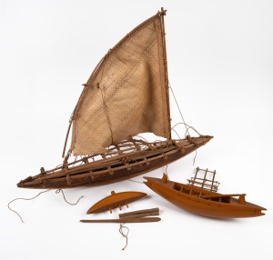 Two model outrigger canoes, Pacific Island origin, A/F, the larger 75cm long.