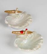 WEMBLEY WARE: Pair of "Surfer" dishes in red costumes. Height &nbsp;7cm, width12cm