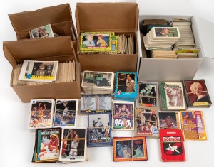 A large accumulation of 1990s sports (mostly basketball) and pop culture trading cards, including hundreds of Teenage Mutant Ninja Turtle cards, Ghostbusters, 90210, Batman, etc., together with an unsorted accumulation of mainly mid-20th century playing c