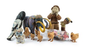 Assorted teddy bear ornaments, dolls, pottery figures, etc, (qty).